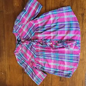 EUC Plaid Baby-Doll Style Boxy Button Down Top Size 6